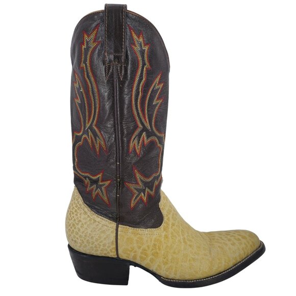 Bull Rider Men 9.5 Unique Color Golden Yellow Brown Leather Cowboy Western Boots - Picture 14 of 16